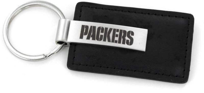 aminco NFL Green Bay Packers Leder-Schlüsselanhänger mit lasergraviertem Logo von aminco