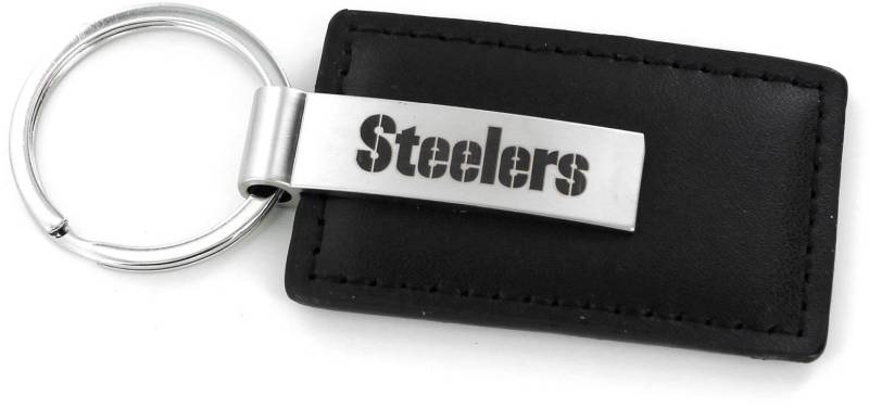 aminco NFL Pittsburgh Steelers Schlüsselanhänger aus Leder mit lasergraviertem Logo von aminco