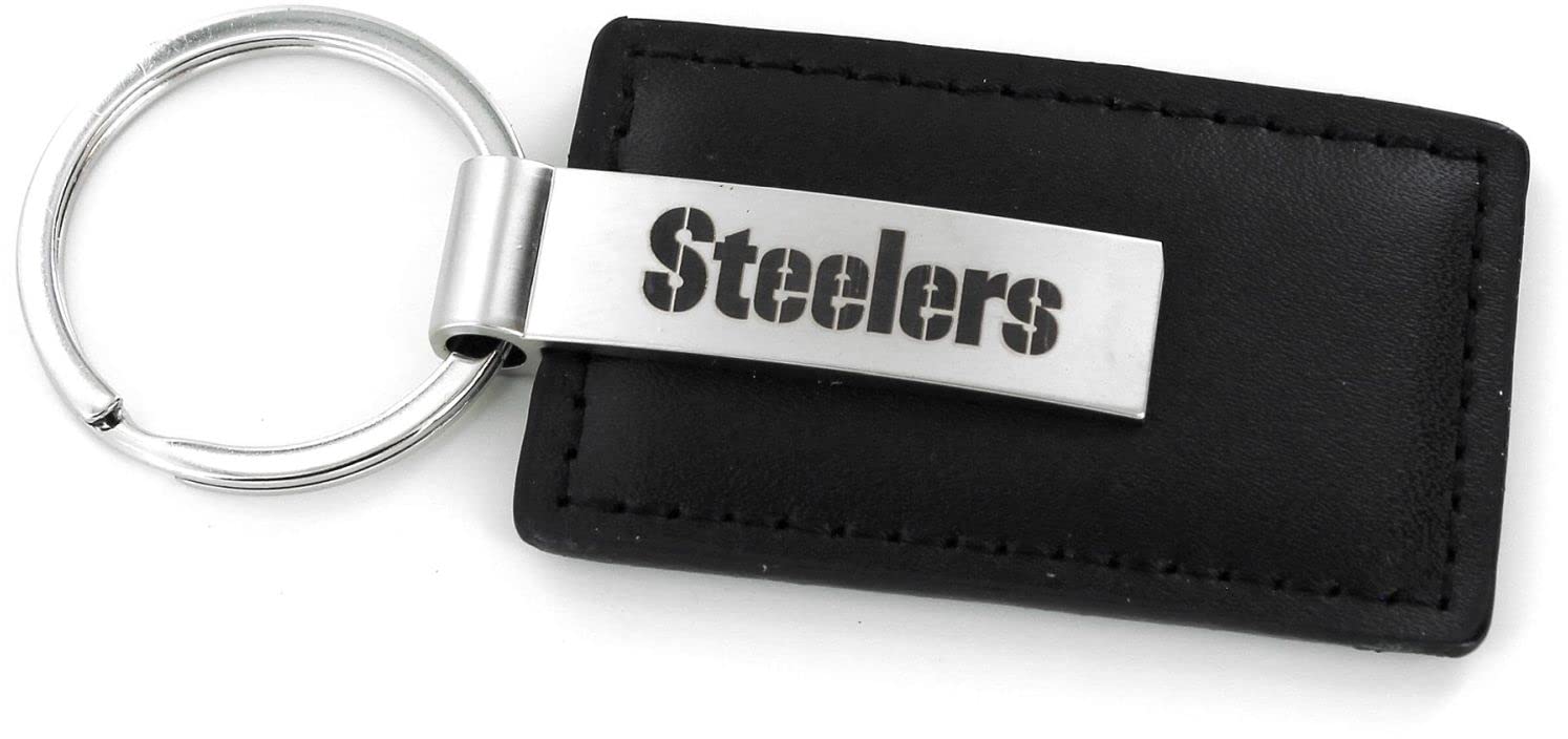 aminco NFL Pittsburgh Steelers Schlüsselanhänger aus Leder mit lasergraviertem Logo aminco NFL Pittsburgh Steelers Schlüsselanhänger aus Leder mit lasergraviertem Logo von aminco