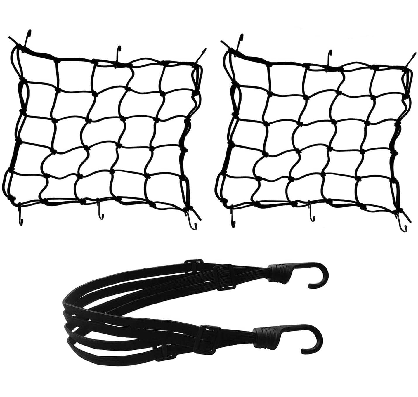 2 Stücke Gepäcknetz Fahrrad + 1 Stücke gepäckspanner , Annhao expander mit haken , spanngurt fahrrad, gepäcknetz motorrad , gepäckspinne für Motorradhelm Fahrradkorb netz fahrradträger mountainbike von Annhao