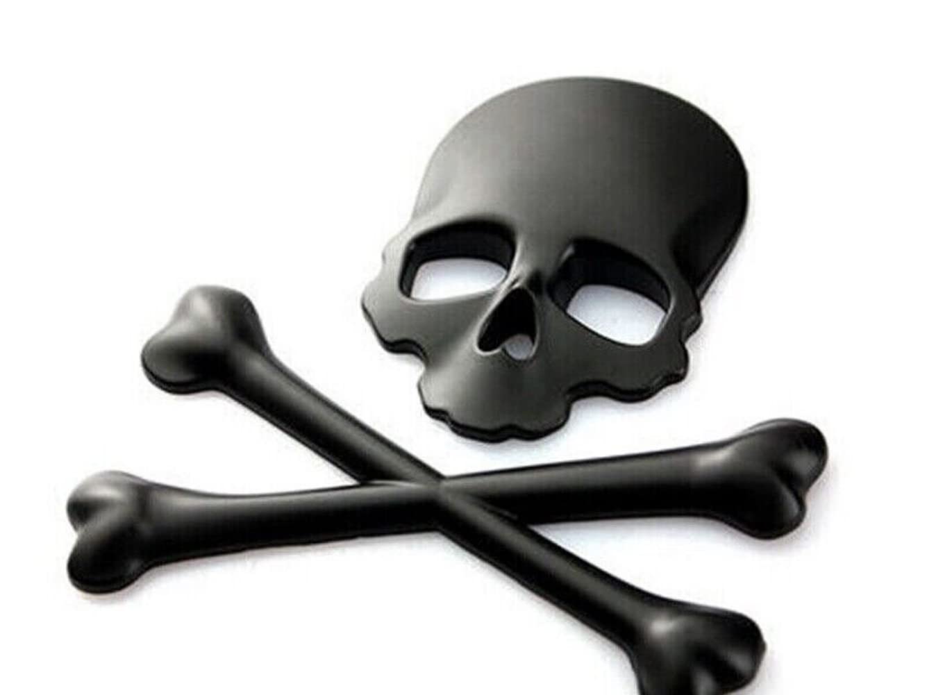 3D Chrom Metall Totenkopf Skelett Kreuz Auto Kofferraum Heck Emblem Abzeichen Aufkleber (schwarz) von anso