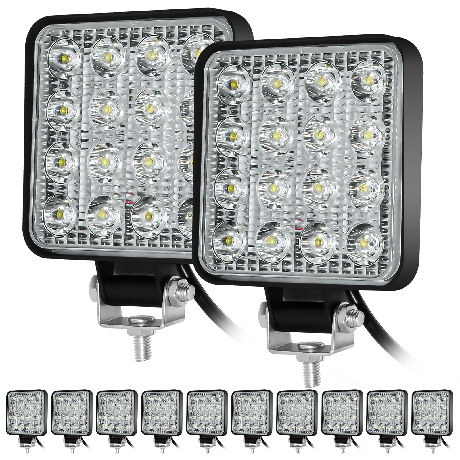 antom Led Arbeitsscheinwerfer 12v 48W 10 Pcs led Zusatzscheinwerfer 4800LM Traktor led zusatzscheinwerfer für Bagger, Traktoren, Schlepper, Gabelstapler, ATV, Lkw, offroad (4x4) antom Led Arbeitsscheinwerfer 12v 48W 10 Pcs led Zusatzscheinwerfer 4800LM Traktor led zusatzscheinwerfer für Bagger, Traktoren, Schlepper, Gabelstapler, ATV, Lkw, offroad (4x4) von antom