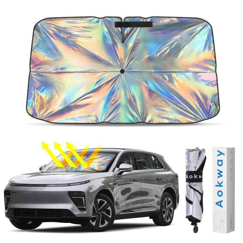 Aokway Windschutzscheiben-Sonnenschutz – Faltbarer Auto-Windschutzscheiben-Sonnenschutz, UV-Block, Frontscheibe, Auto-Innenschutz(L:59.1L*32.3W) von aokway