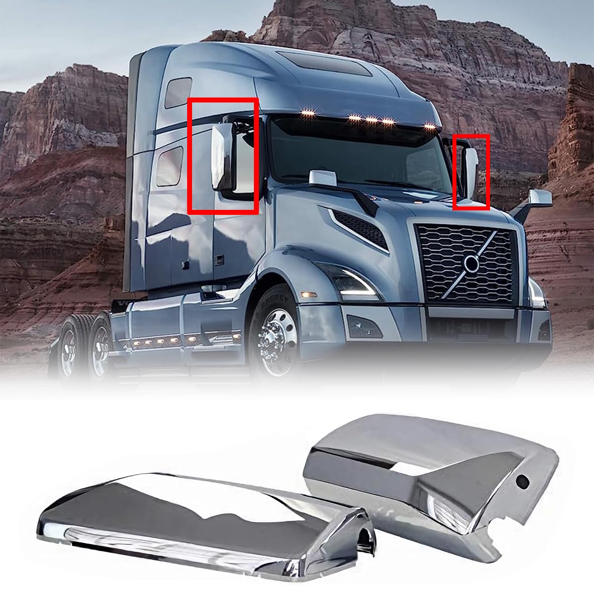 LEAVAN Chrom Türspiegelabdeckungen - Fahrer- und Beifahrerseite Tür Spiegelabdeckung Chrom für VNL 730 VNL 860 VNM 200 VNM 430 VNM 630 VNX 300 von aostirmotor
