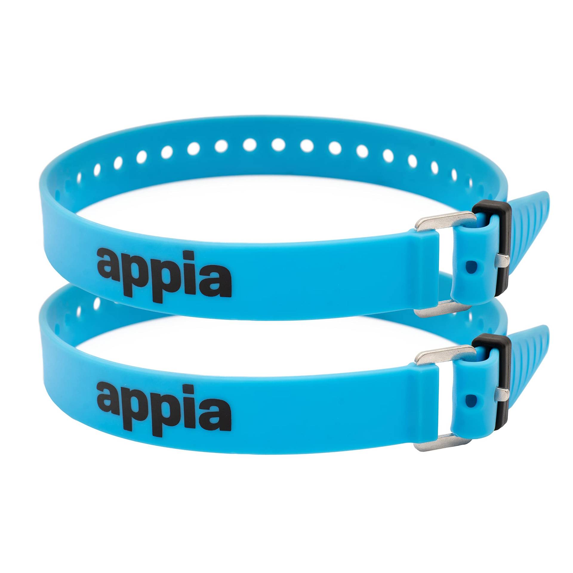 Appia Straps - Spanngurte 50cm Blau (2er Pack) inkl. Strap-Keeper für Fahrrad, Ski, Bikepacking, Camping, Heimwerken aus TPU mit rostfreier Aluminium-Schnalle von appia