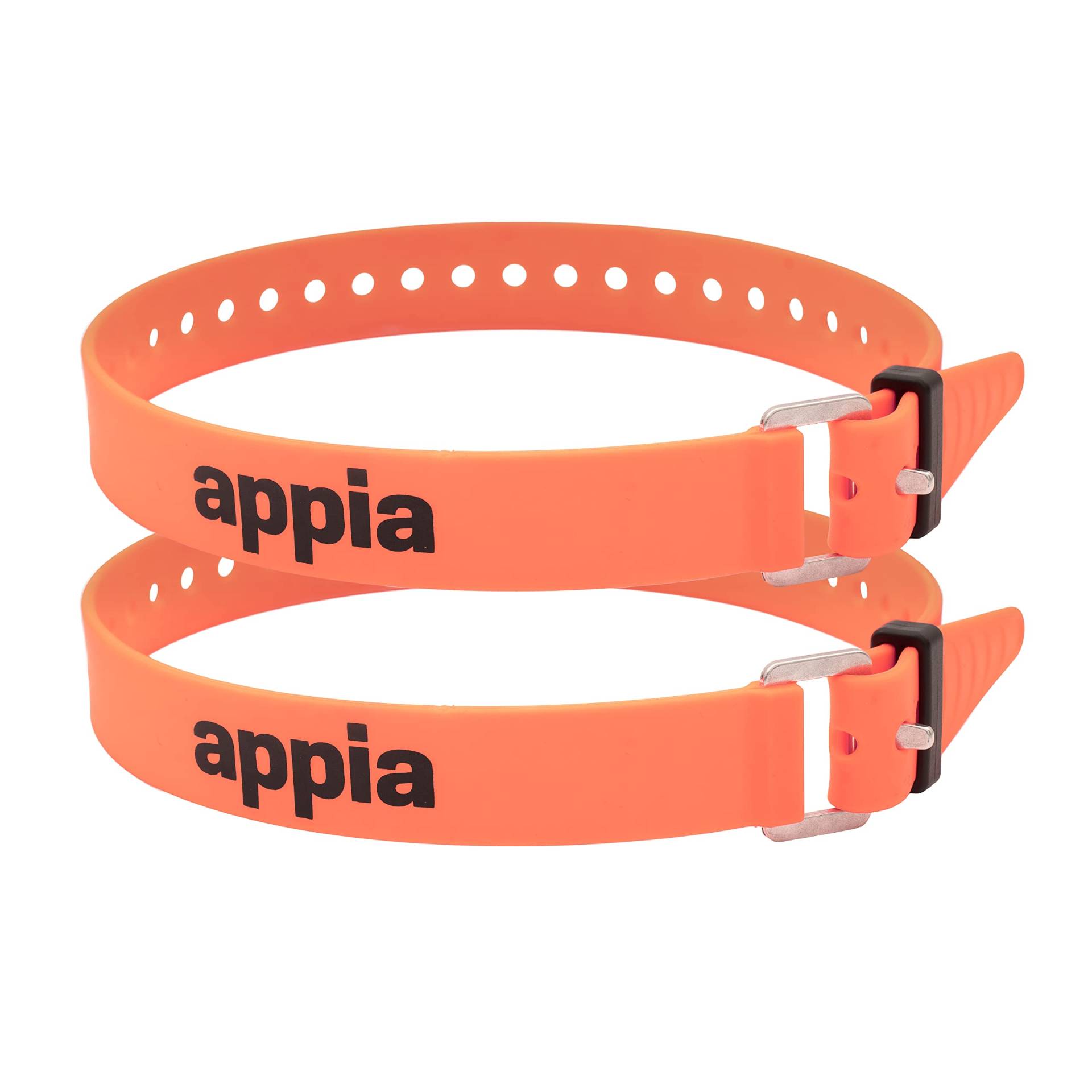 Appia Straps - Spanngurte 50cm Orange (2er Pack) inkl. Strap-Keeper für Fahrrad, Ski, Bikepacking, Camping, Heimwerken aus TPU mit rostfreier Aluminium-Schnalle von appia
