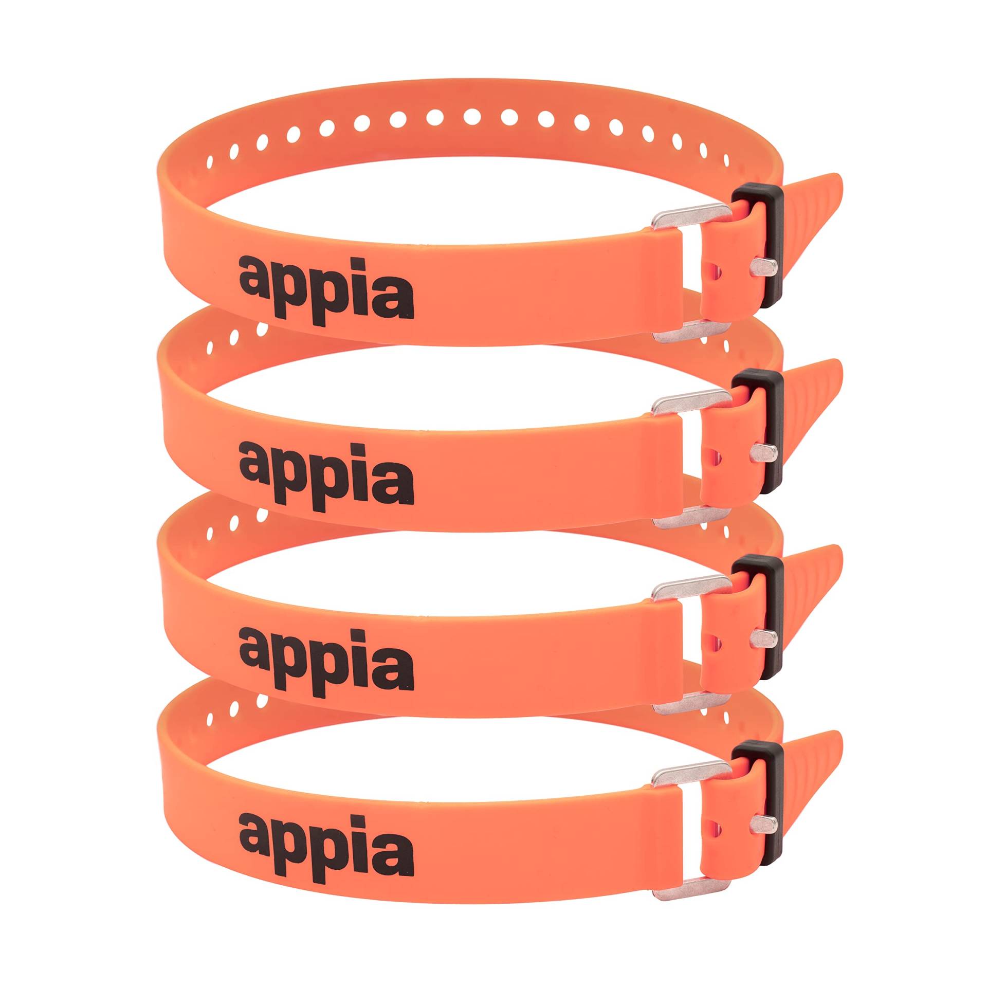 Appia Straps - Spanngurte 50cm Orange (4er Pack) inkl. Strap-Keeper für Fahrrad, Ski, Bikepacking, Camping, Heimwerken aus TPU mit rostfreier Aluminium-Schnalle von appia