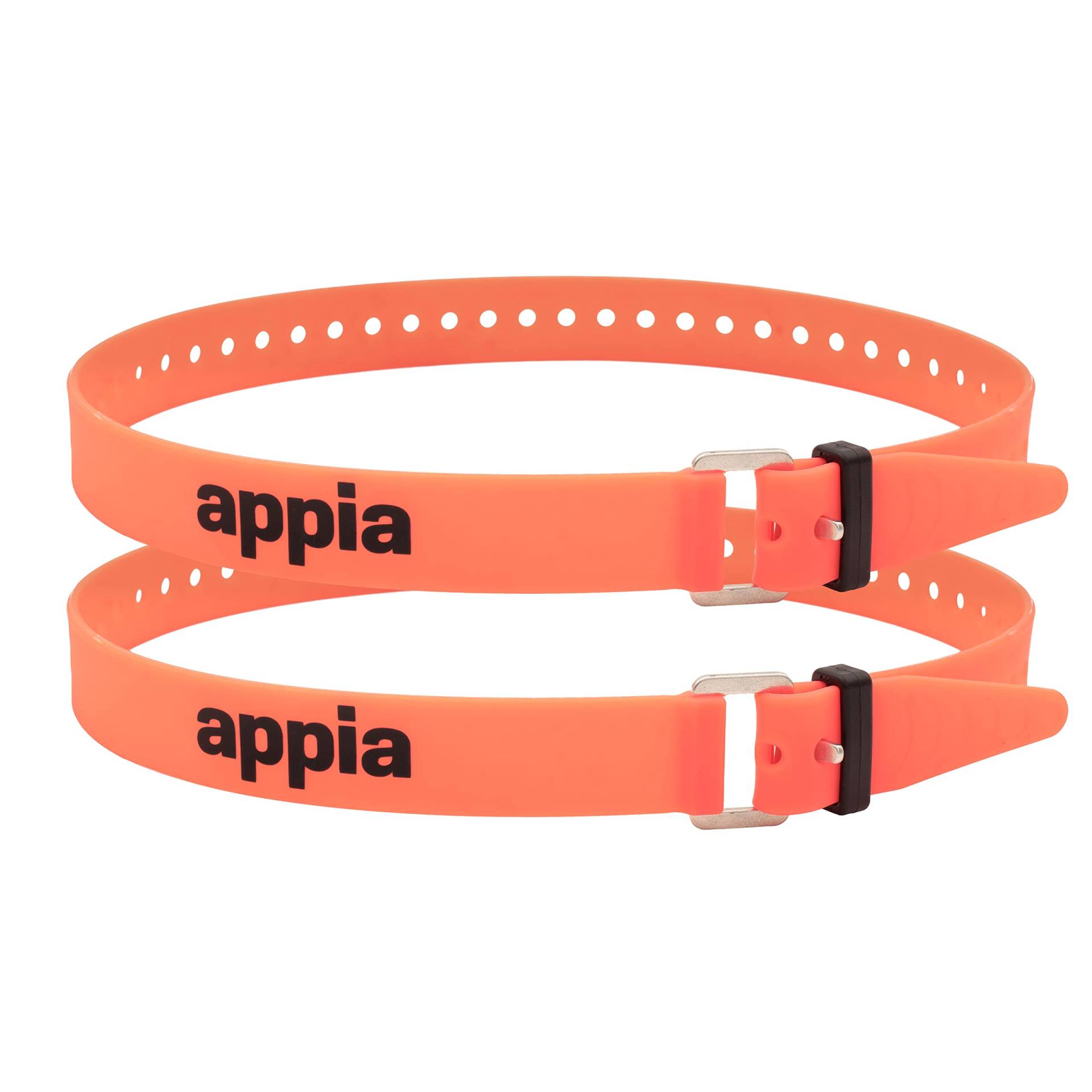 Appia Straps - Spanngurte 65cm Orange (2er Pack) inkl. Strap-Keeper für Fahrrad, Ski, Bikepacking, Camping, Heimwerken aus TPU mit rostfreier Aluminium-Schnalle von appia