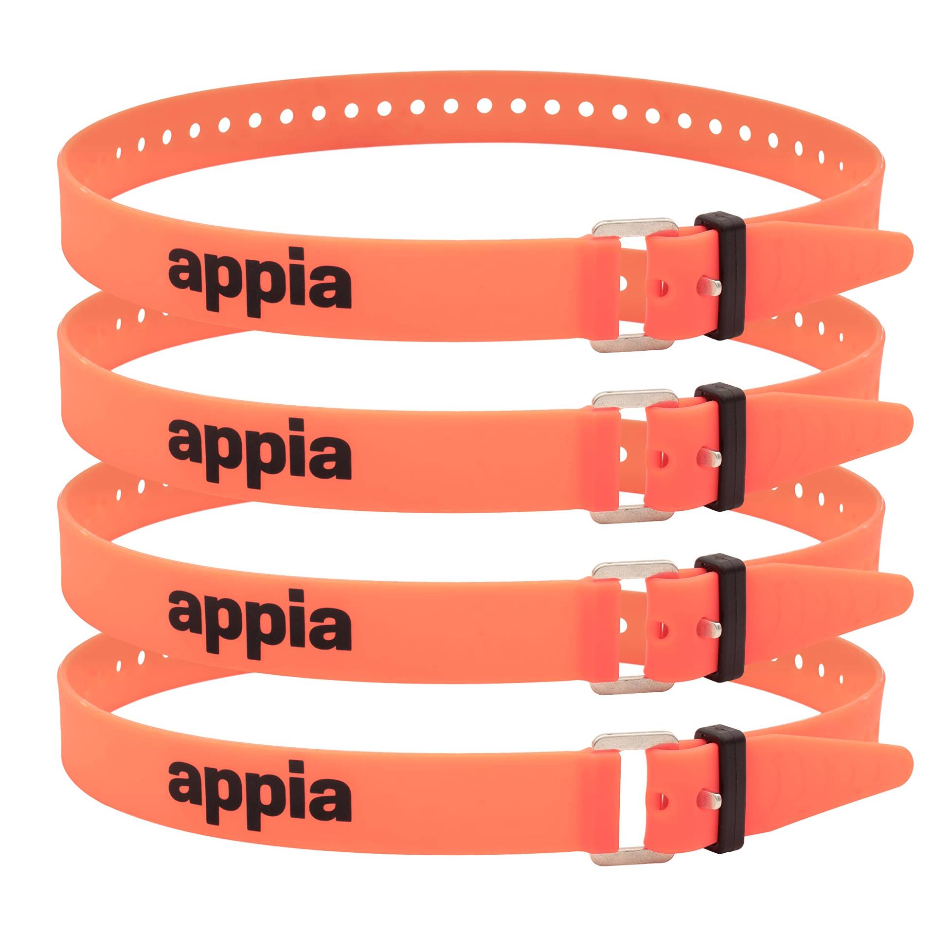 Appia Straps - Spanngurte 65cm Orange (4er Pack) inkl. Strap-Keeper für Fahrrad, Ski, Bikepacking, Camping, Heimwerken aus TPU mit rostfreier Aluminium-Schnalle von appia