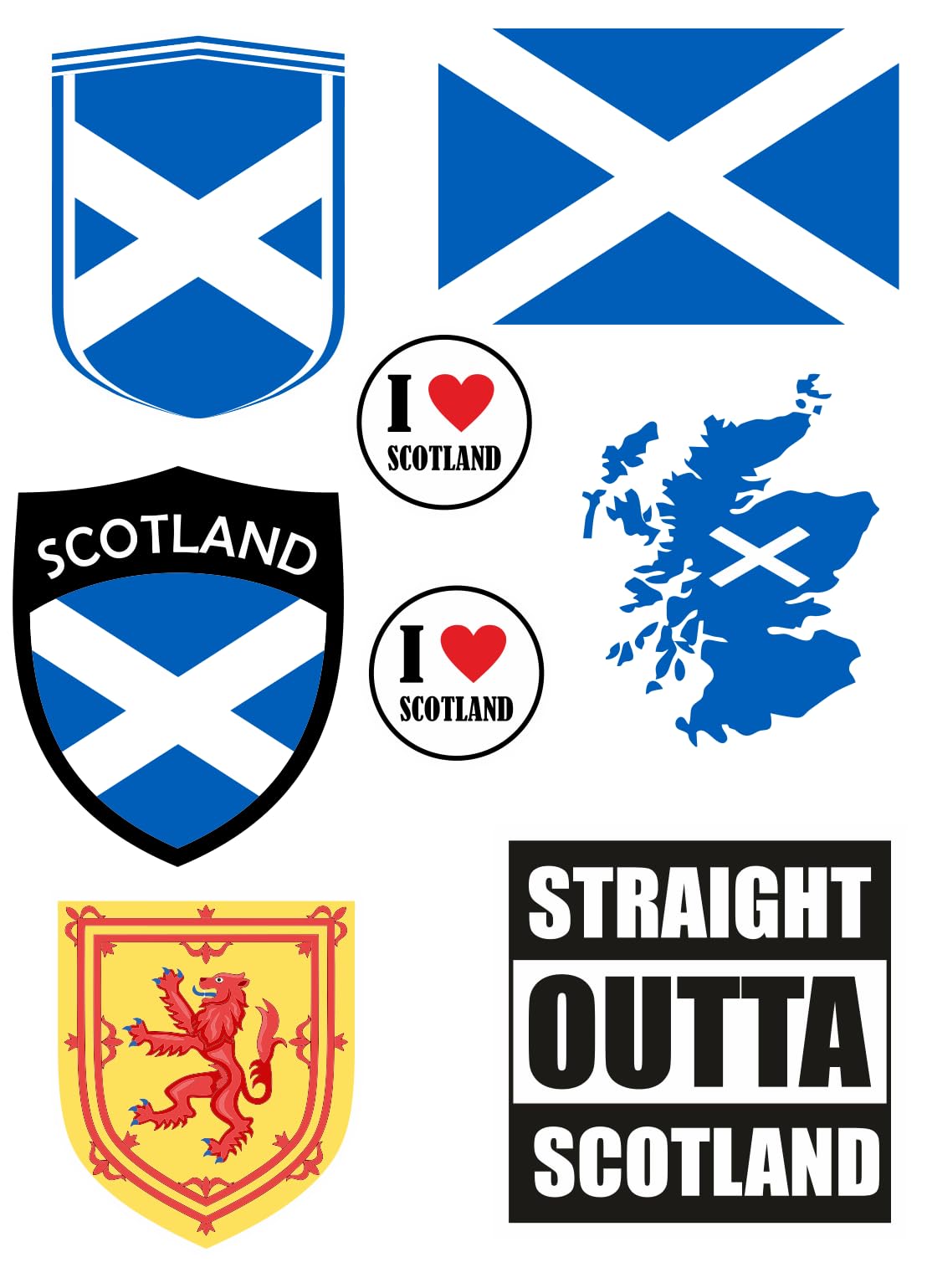 Schottland Aufkleber Karte Sticker-Bogen - PKW Auto Fahne Flagge Wappen 17x24 cm - 8 Motive AKN von aprom