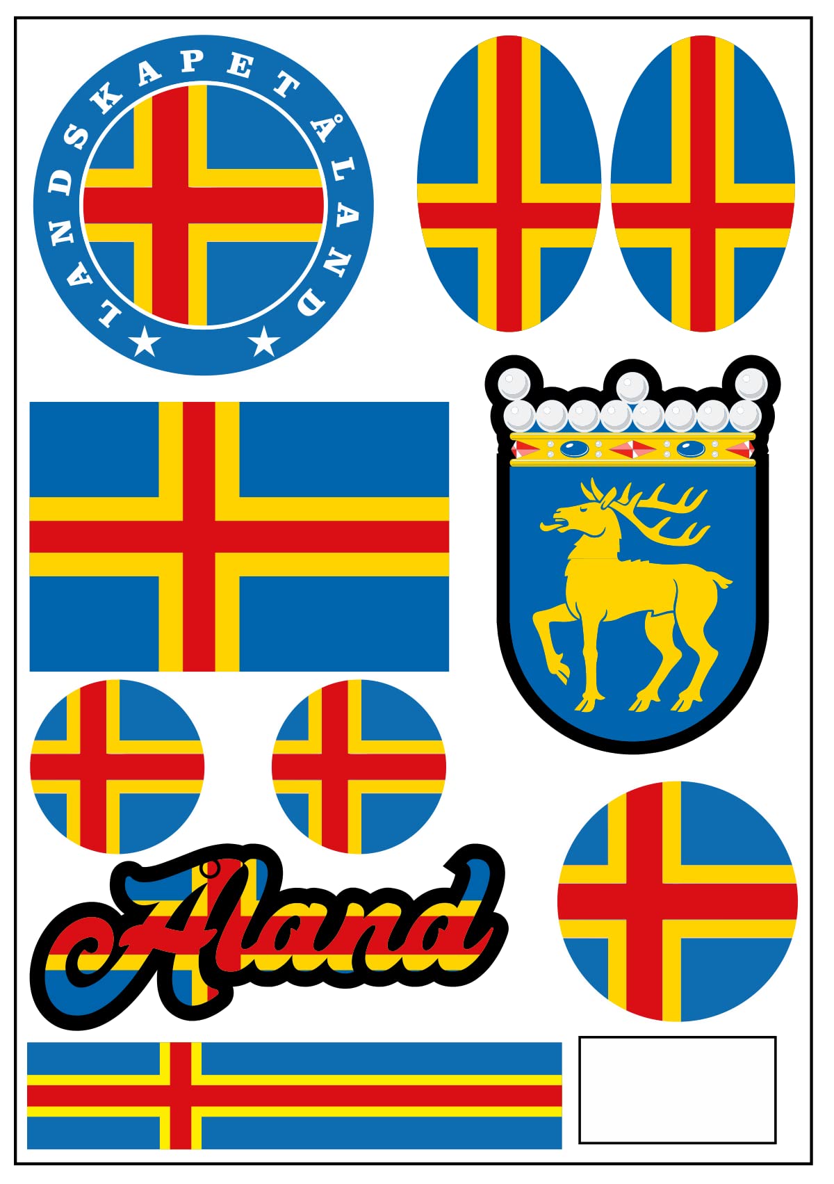 aprom Aland Aufkleber Karte Sticker-Bogen - Stadt PKW Auto Fahne Flagge Decal 17x24 cm - Viele Motive von aprom