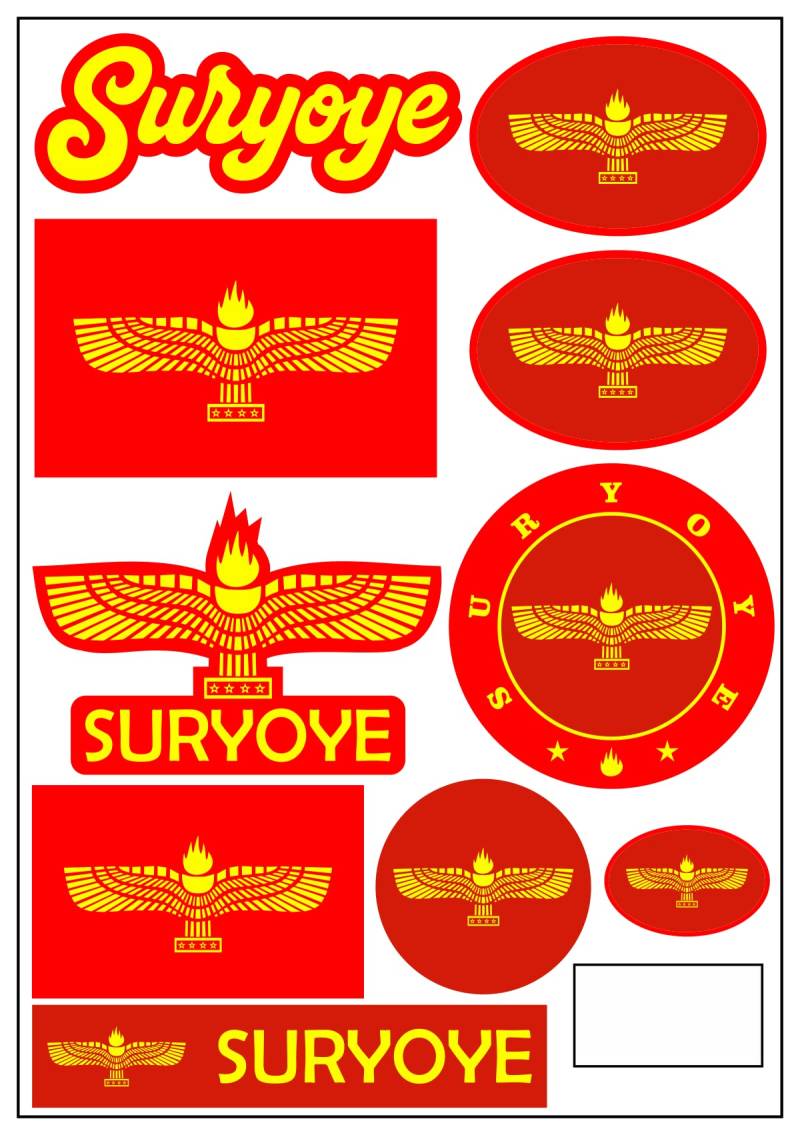 aprom Aramäer Suryoye Aufkleber Karte Sticker-Bogen - Stadt PKW Auto Fahne Flagge Decal 17x24 cm - Viele Motive von aprom