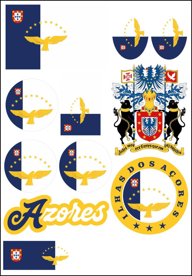 aprom Azoren Aufkleber Karte Sticker-Bogen - Stadt PKW Auto Fahne Flagge Decal 17x24 cm - Viele Motive von aprom