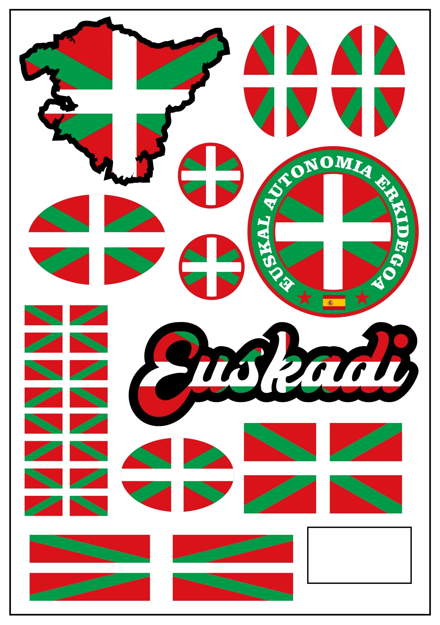 aprom Baskenland Spanien Euskadi Aufkleber Karte Stickerbogen - PKW Auto Fahne Tuning von aprom
