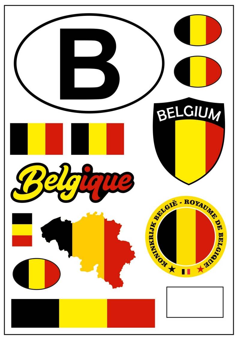 aprom Belgien Aufkleber Karte Stickerbogen - PKW Auto Motorrad Biker Flagge Fahne Tuning von aprom