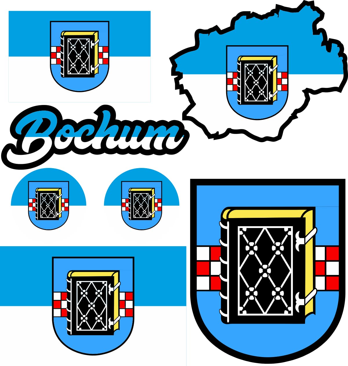 aprom Bochum Aufkleber Karte Sticker-Bogen - Stadt PKW Auto Fahne Flagge Decal 17x24 cm - Viele Motive von aprom
