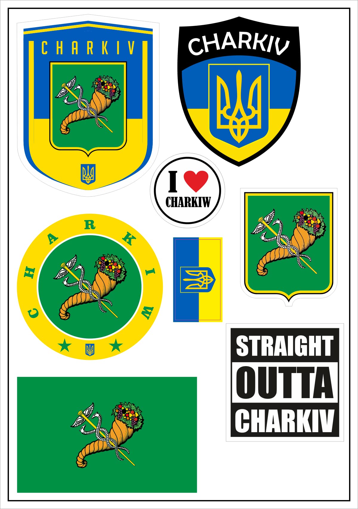 aprom Charkiv Ukraine Aufkleber Karte Sticker-Bogen - PKW Auto Fahne Flagge Decal 17x24 cm - Viele Motive von aprom