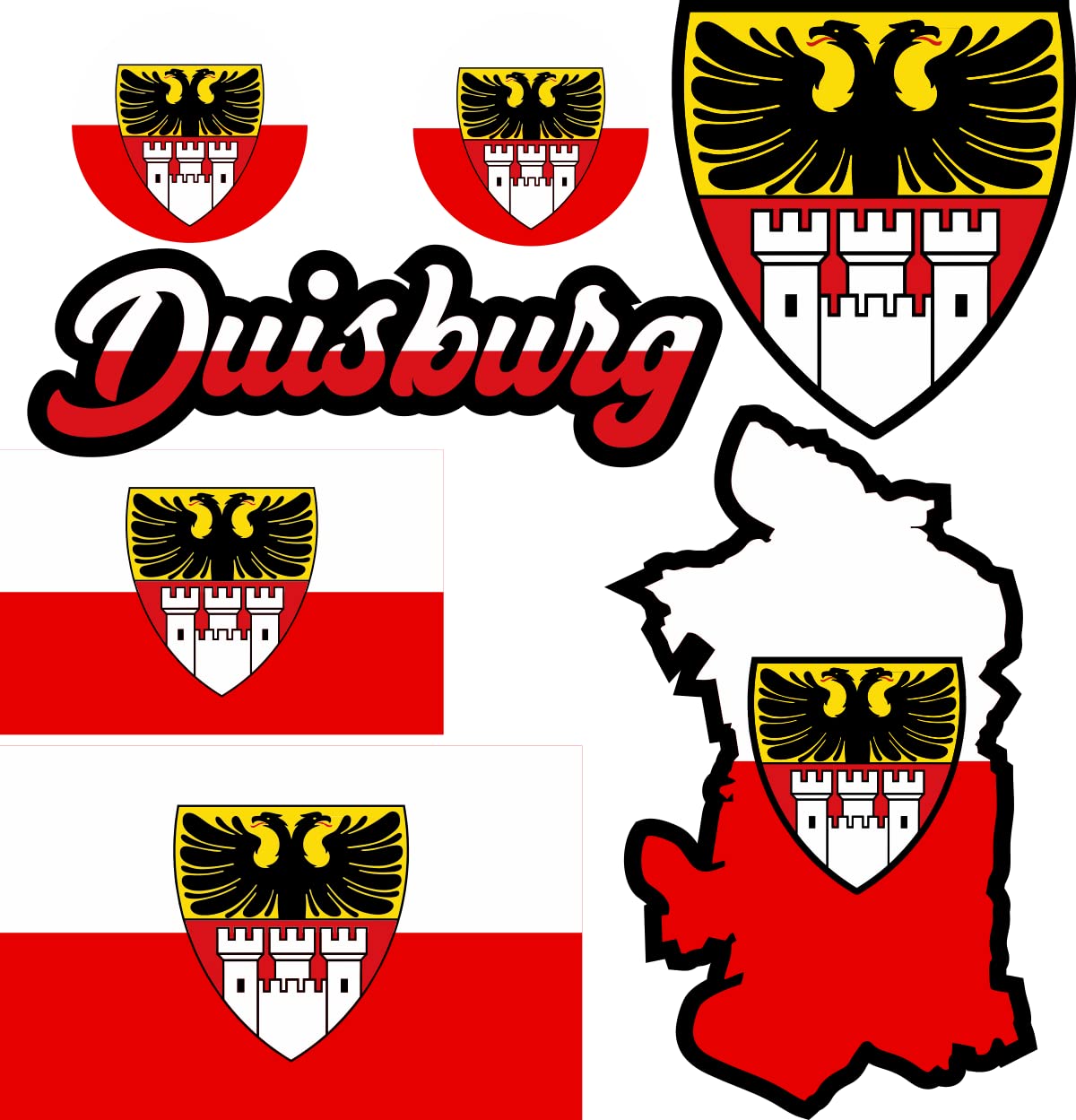 aprom Duisburg Aufkleber Karte Sticker-Bogen - Stadt PKW Auto Fahne Flagge Decal 17x24 cm - Viele Motive von aprom