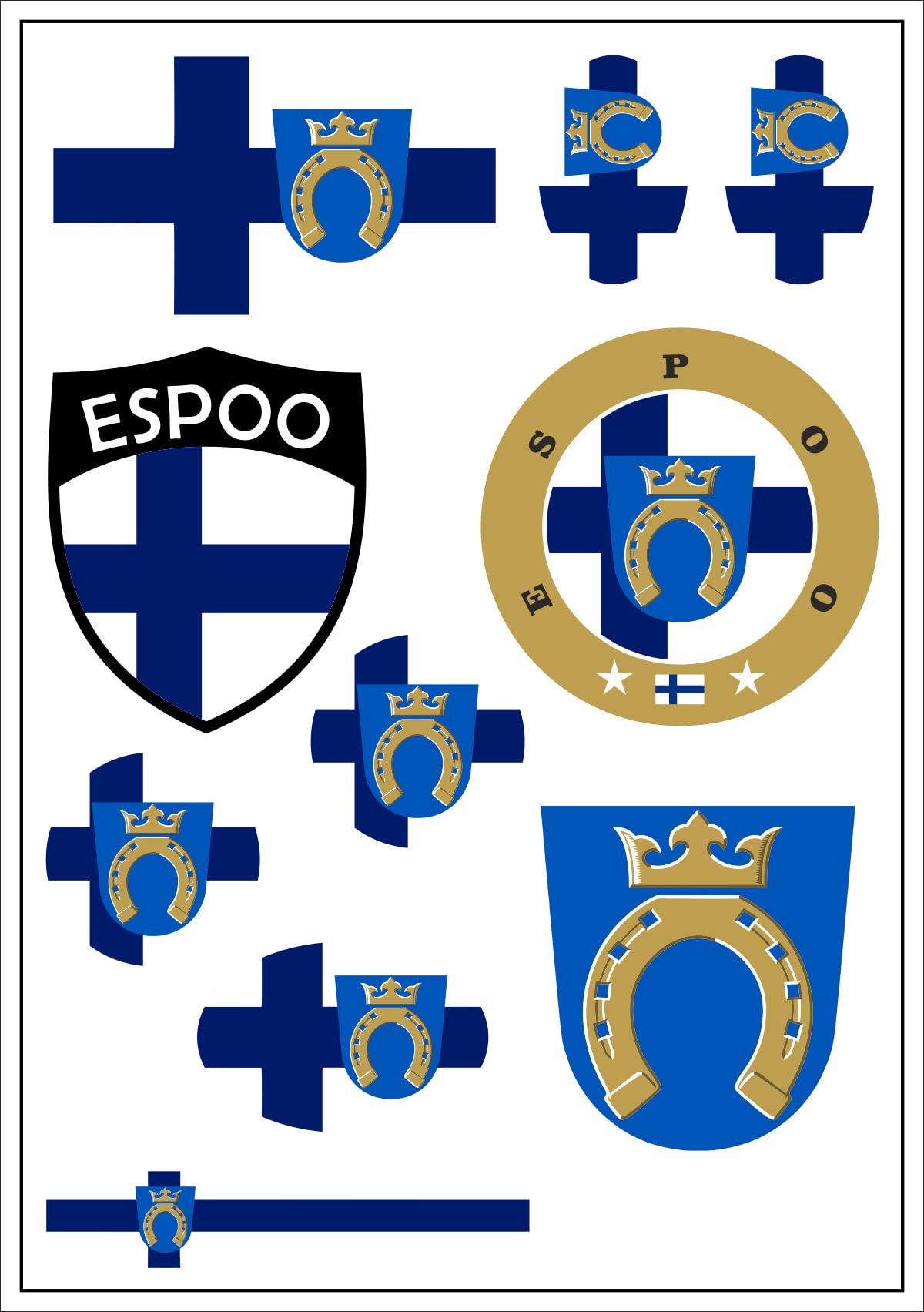 aprom Espoo Finnland Aufkleber Karte Sticker-Bogen - PKW Auto Fahne Flagge Decal 17x24 cm - Viele Motive von aprom