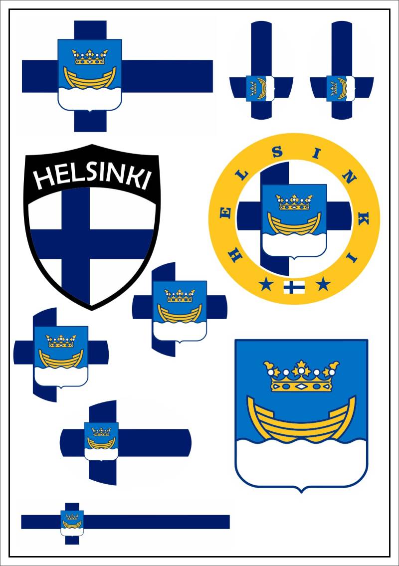 aprom Helsinki Finnland Aufkleber Karte Sticker-Bogen - PKW Auto Fahne Flagge Decal 17x24 cm - Viele Motive von aprom