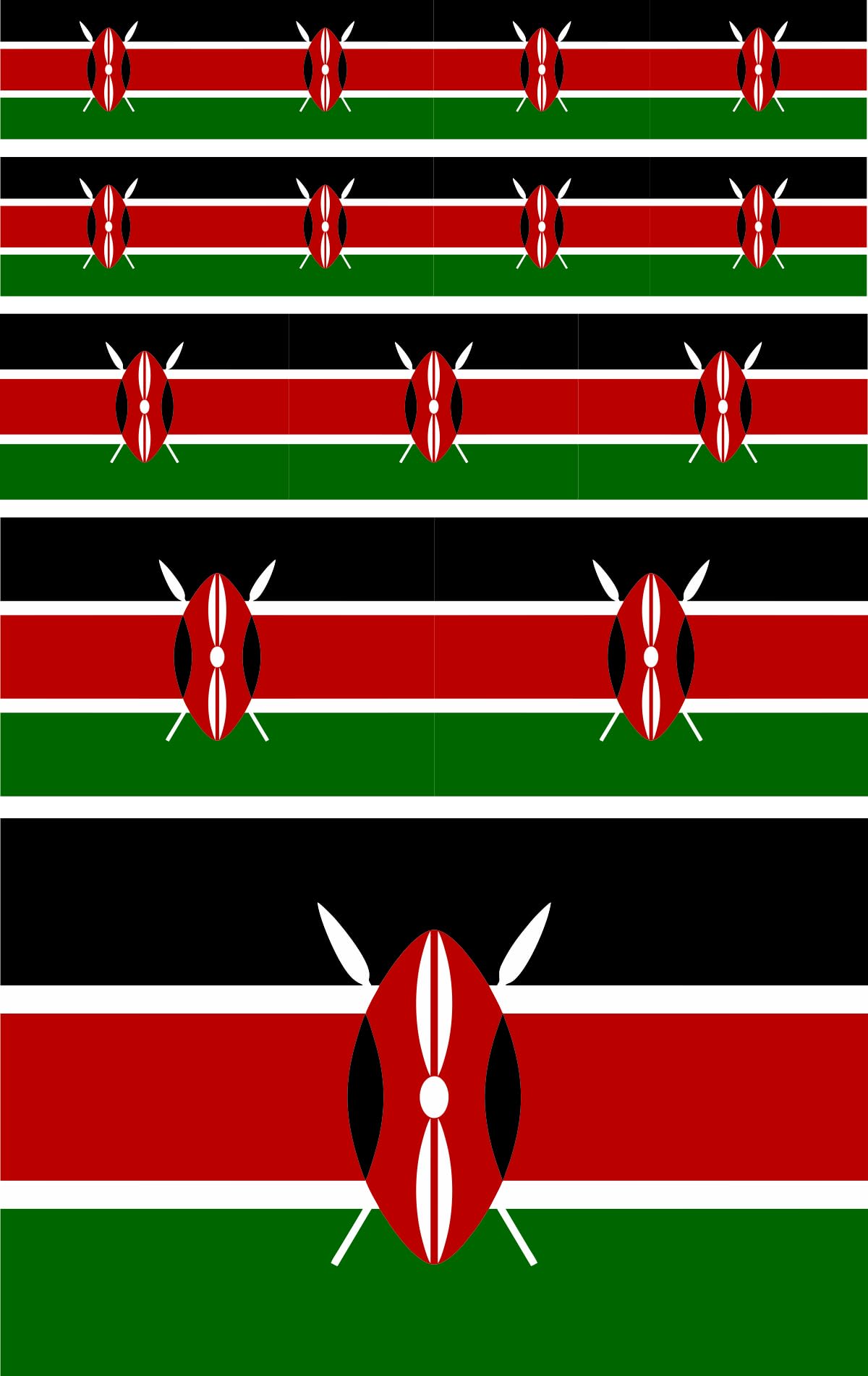 aprom Kenia Aufkleber Flagge Fahne - 14 Stück - Bogen Set - PKW Motorrad PC Quad Modellautos - A6 von aprom