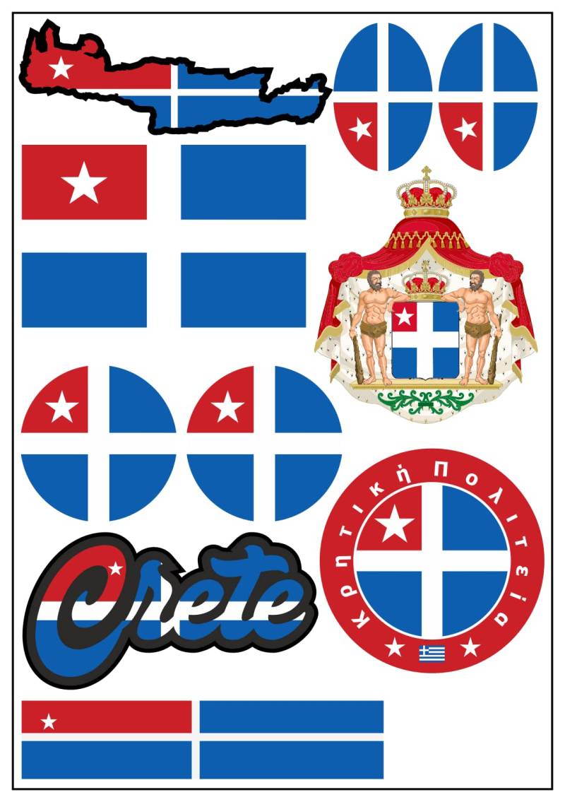 aprom Kretischer Staat Kreta Aufkleber Karte Sticker-Bogen - Stadt PKW Auto Fahne Flagge Decal 17x24 cm - Viele Motive von aprom