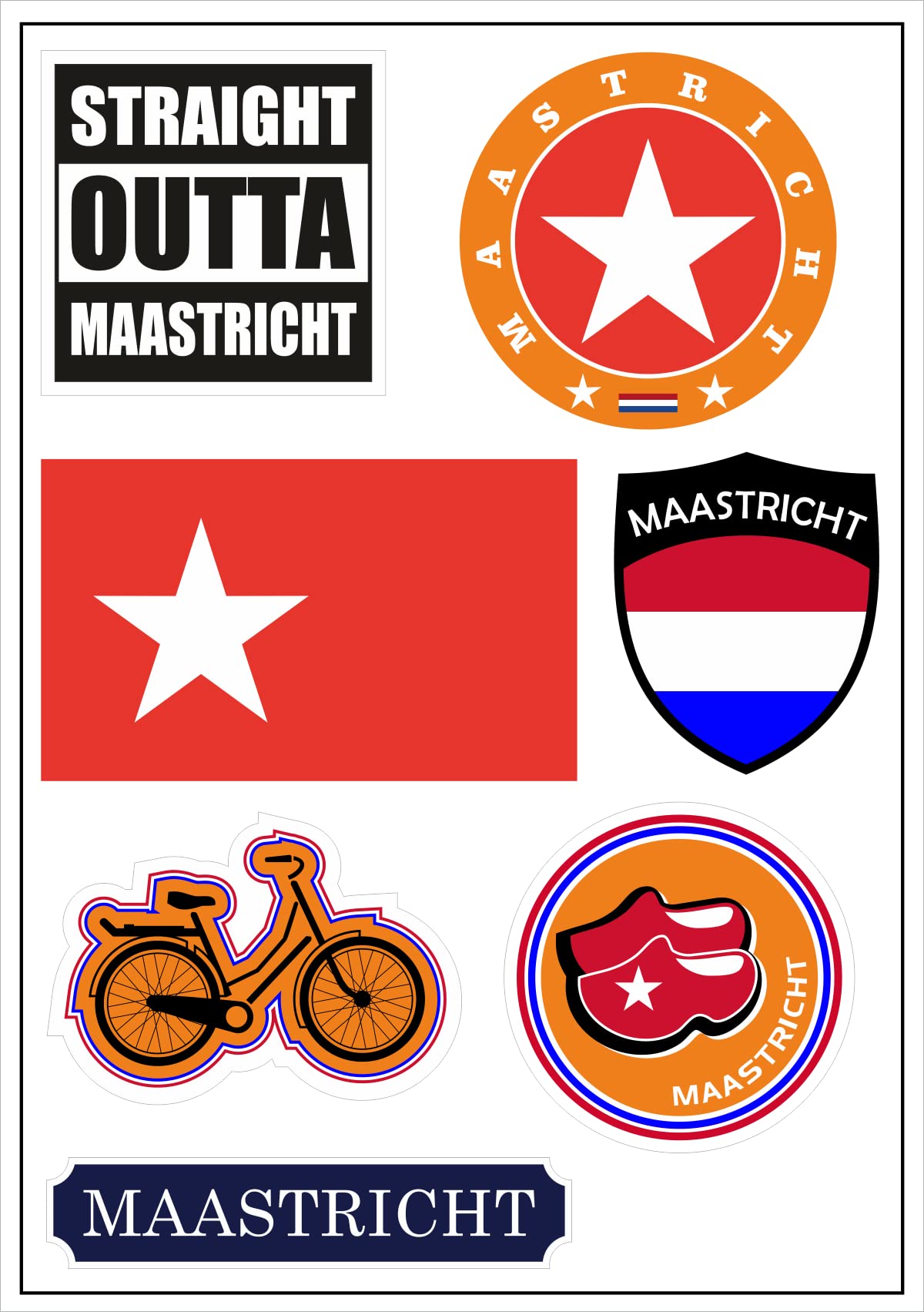 aprom Maastricht Niederlande Aufkleber Karte Sticker-Bogen - PKW Auto Fahne Flagge Decal 17x24 cm - Viele Motive von aprom