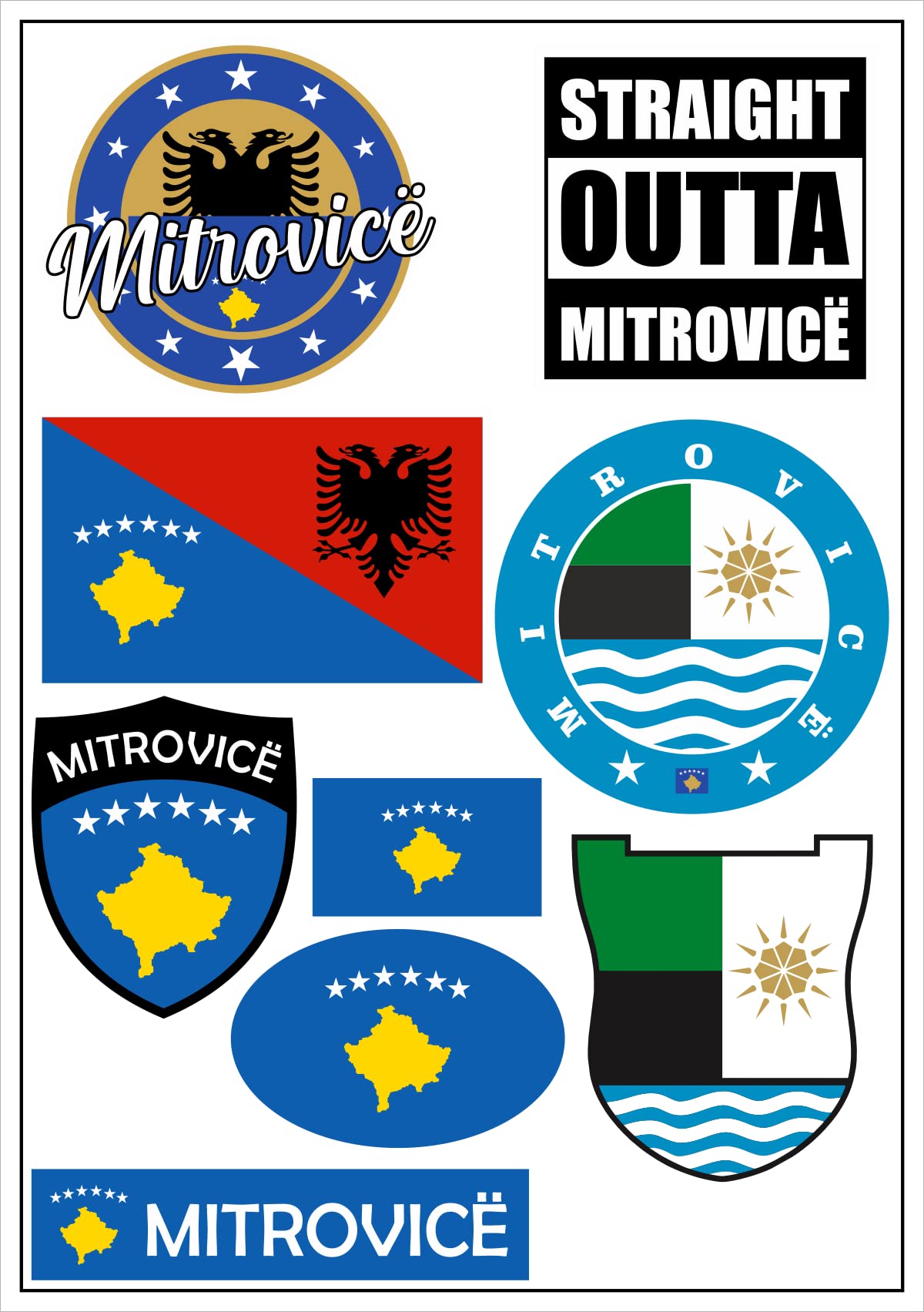 aprom Mitrovica Kosvo Albanien Aufkleber Karte Sticker-Bogen - PKW Auto Fahne Flagge Decal 17x24 cm - Viele Motive von aprom