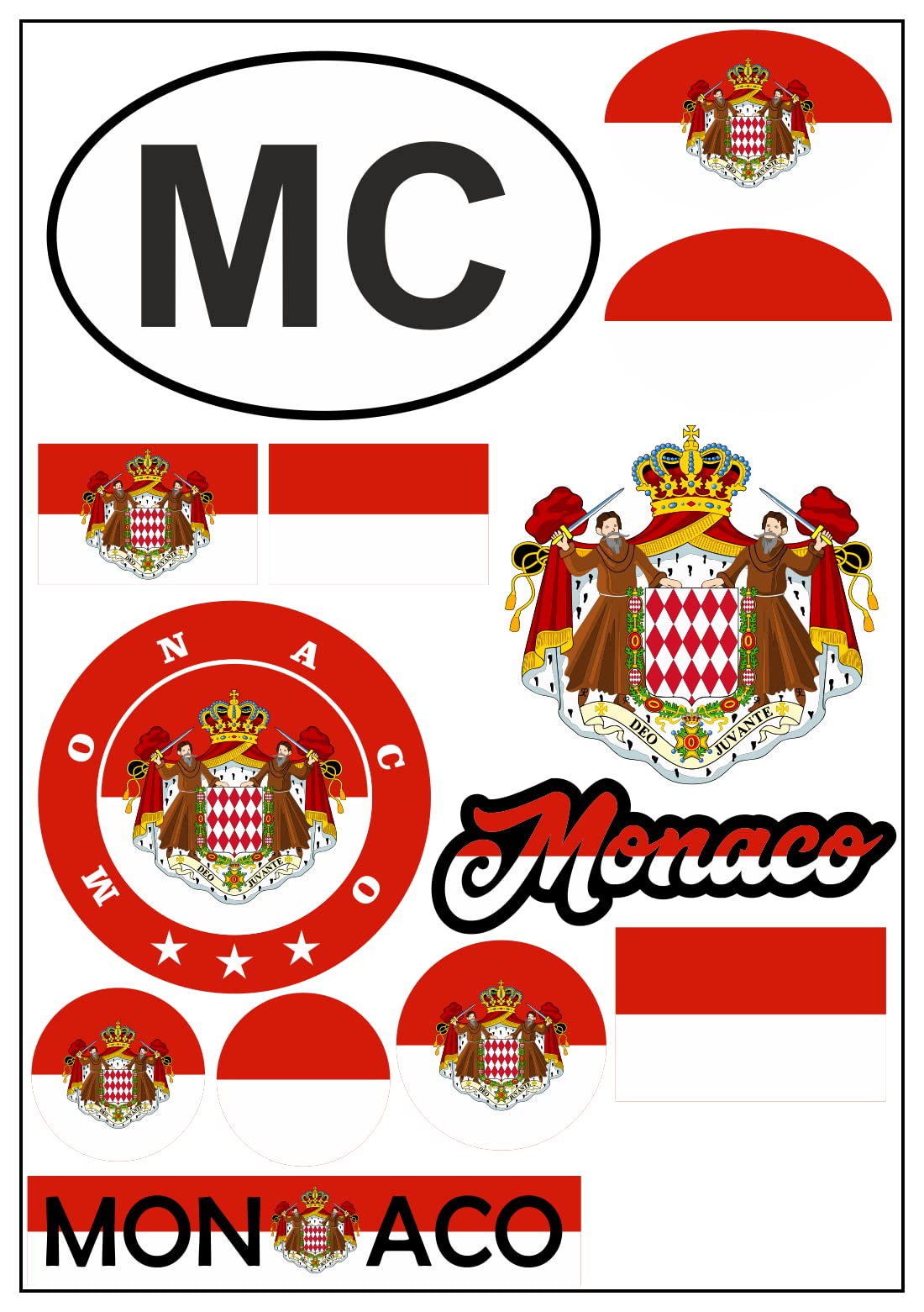aprom Monaco Aufkleber Karte Sticker-Bogen - Stadt PKW Auto Fahne Flagge Decal 17x24 cm - Viele Motive von aprom