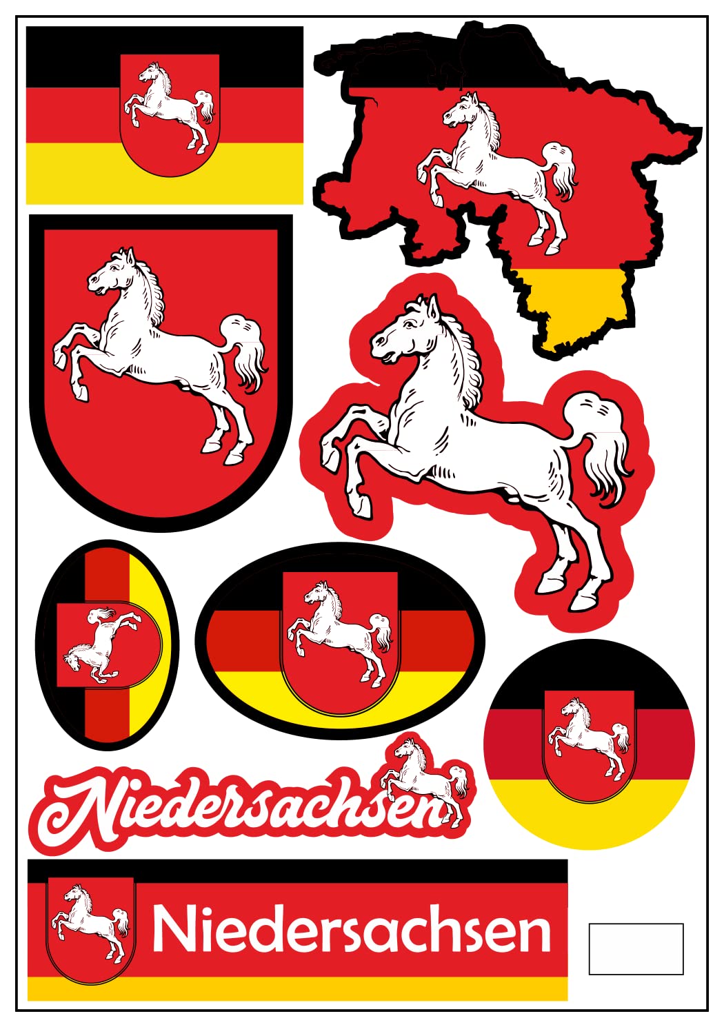 aprom Niedersachsen Aufkleber Karte Sticker-Bogen - Stadt PKW Auto Fahne Flagge Decal 17x24 cm - Viele Motive von aprom