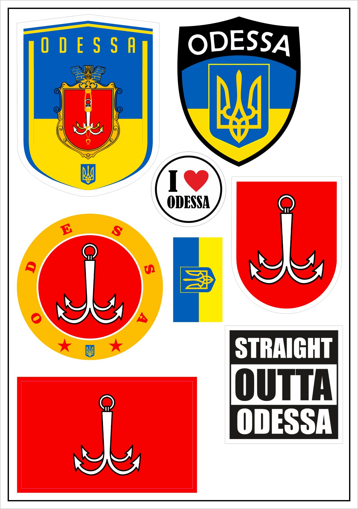 aprom Odessa Ukraine Aufkleber Karte Sticker-Bogen - PKW Auto Fahne Flagge Decal 17x24 cm - Viele Motive von aprom