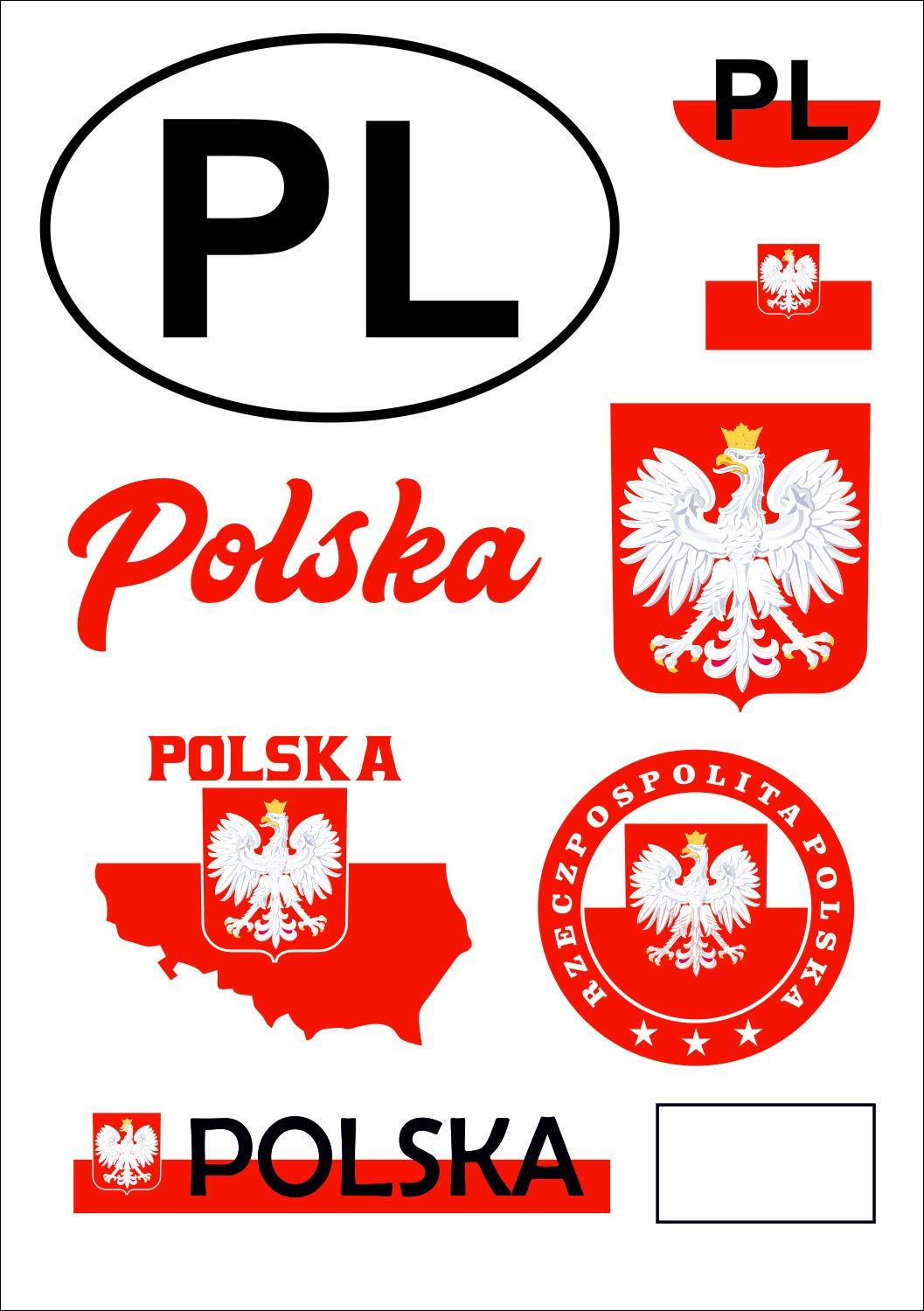 aprom Polen Aufkleber Karte Stickerbogen - PKW Auto Fahne von aprom