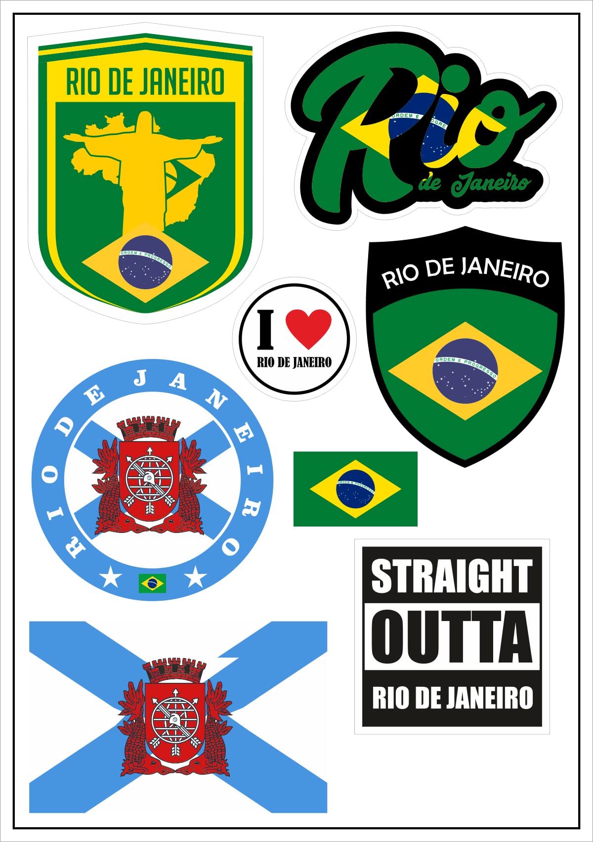 aprom Rio de Janeiro Brasilien Aufkleber Karte Sticker-Bogen - PKW Auto Fahne Flagge Decal 17x24 cm - Viele Motive von aprom