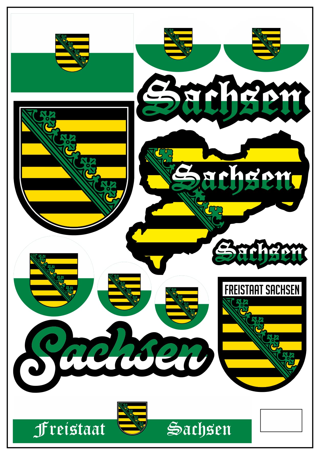 aprom Sachsen Aufkleber Karte Sticker-Bogen - Stadt PKW Auto Fahne Flagge Decal 17x24 cm - Viele Motive von aprom
