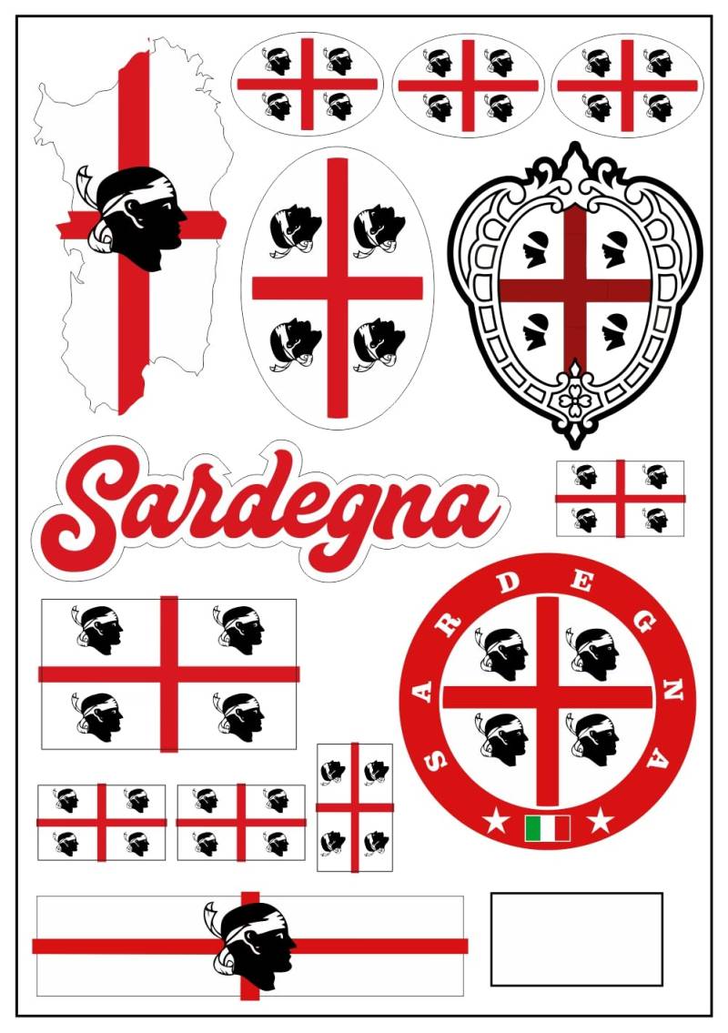 aprom Sardinien Italien Region Aufkleber Karte Stickerbogen - PKW Auto Fahne Tuning von aprom