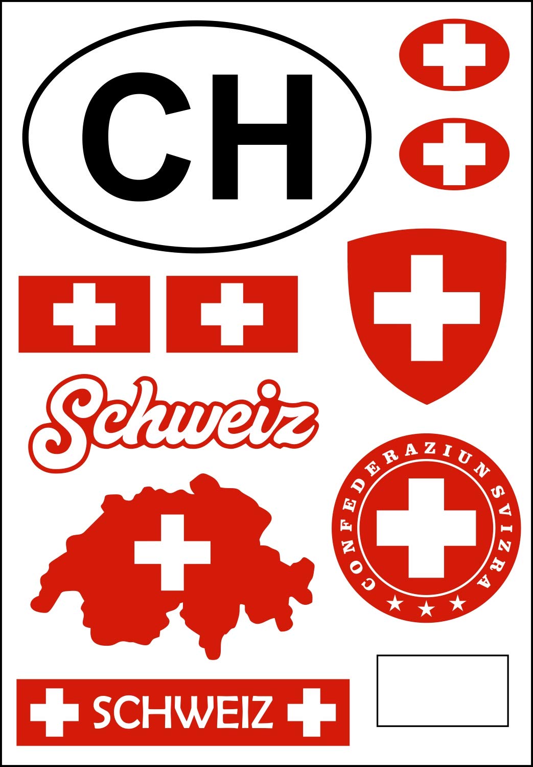 aprom Schweiz Aufkleber Karte Stickerbogen - PKW Auto Motorrad Biker Flagge Fahne Tuning von aprom