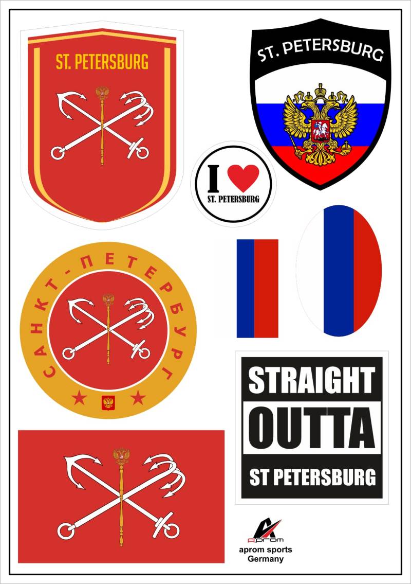 aprom St Petersburg Russland Sankt Aufkleber Karte Sticker-Bogen - PKW Auto Fahne Flagge Decal 17x24 cm - Viele Motive von aprom