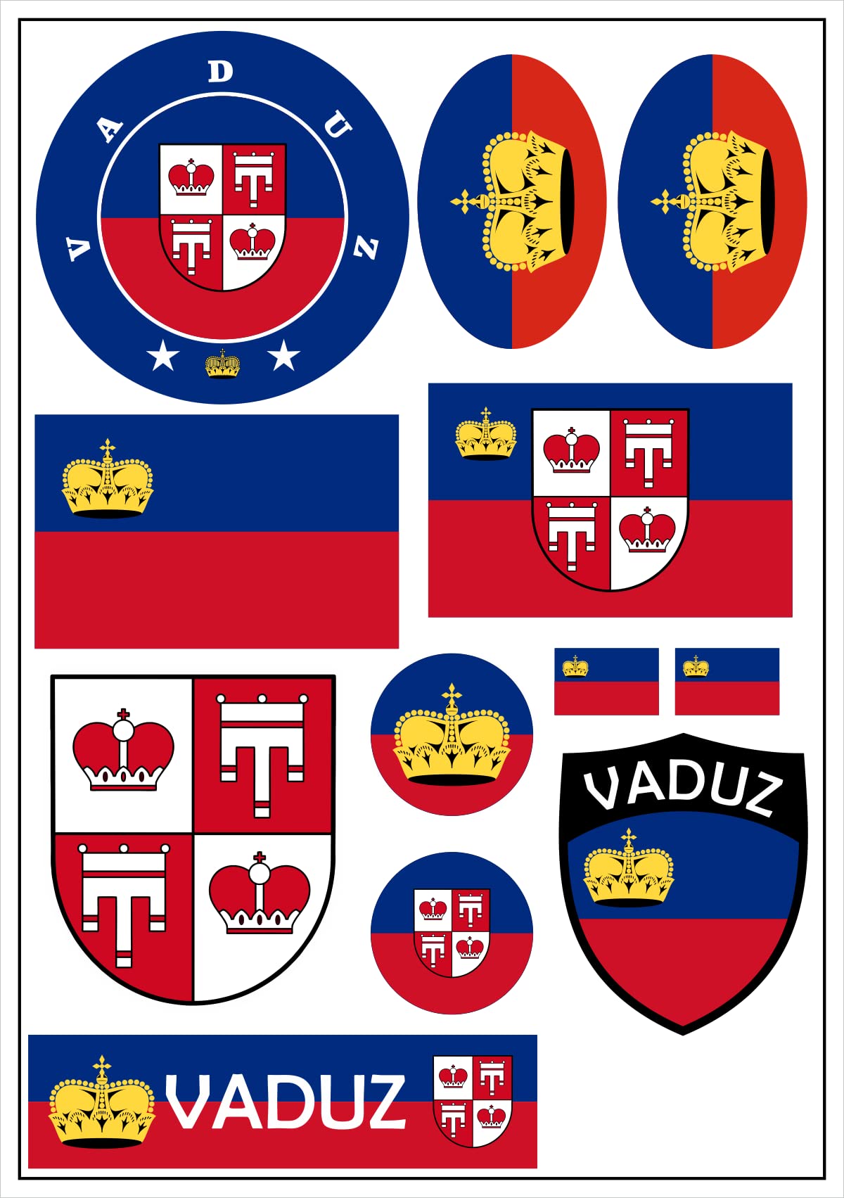 aprom Vaduz Liechtenstein Aufkleber Karte Sticker-Bogen - PKW Auto Fahne Flagge Decal 17x24 cm - Viele Motive von aprom