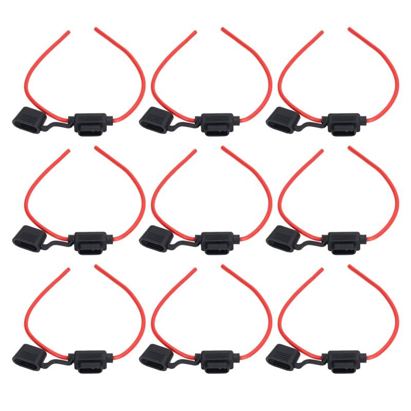 10 Set Inline -Halter -Schmelzenwiderstand Easy Kabelhalter mit 14AWG, 20a (16AWG, 15A) von aqxreight