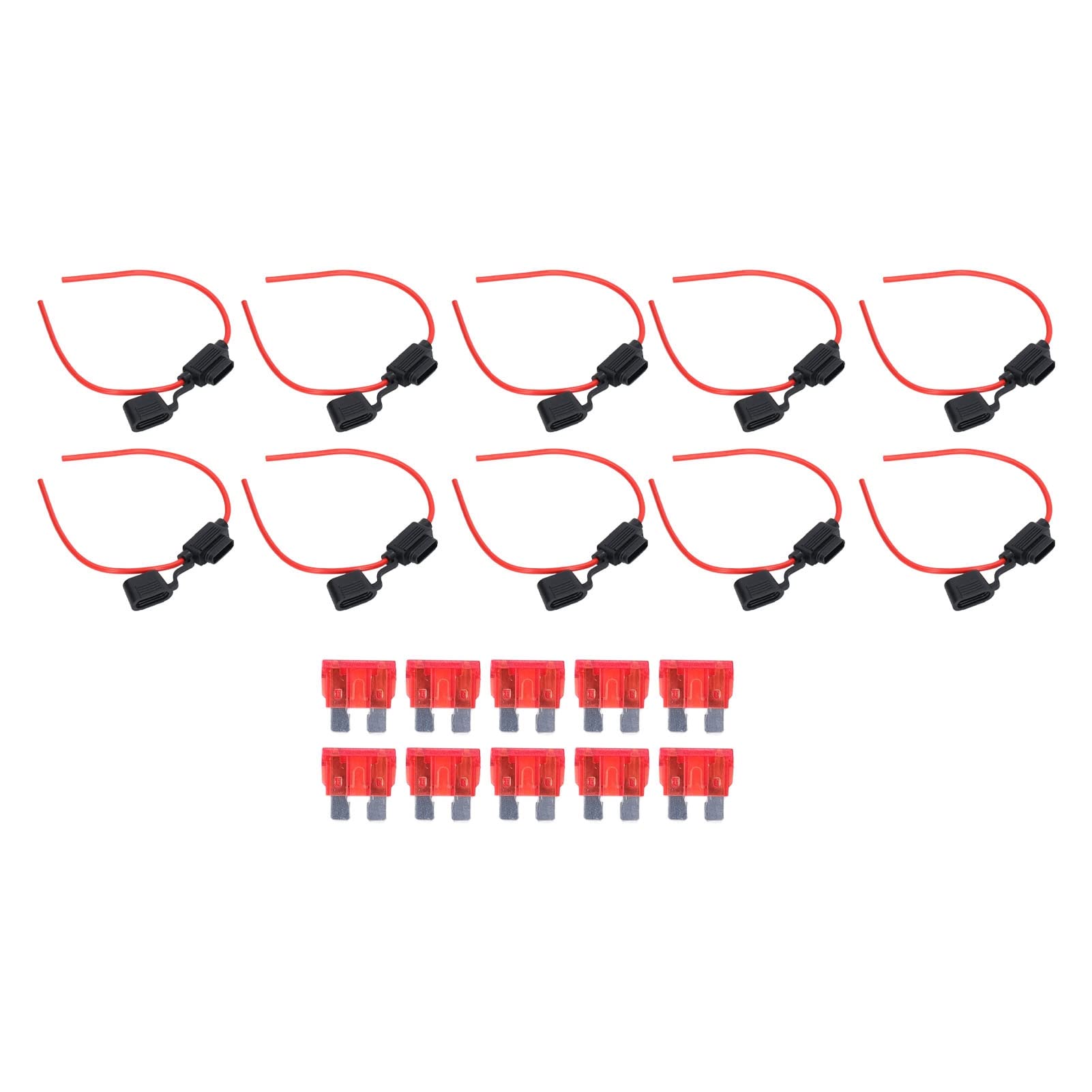 10 Set Inline -Halter -Schmelzenwiderstand Easy Kabelhalter mit 14AWG, 20a (18AWG, 10A) von aqxreight