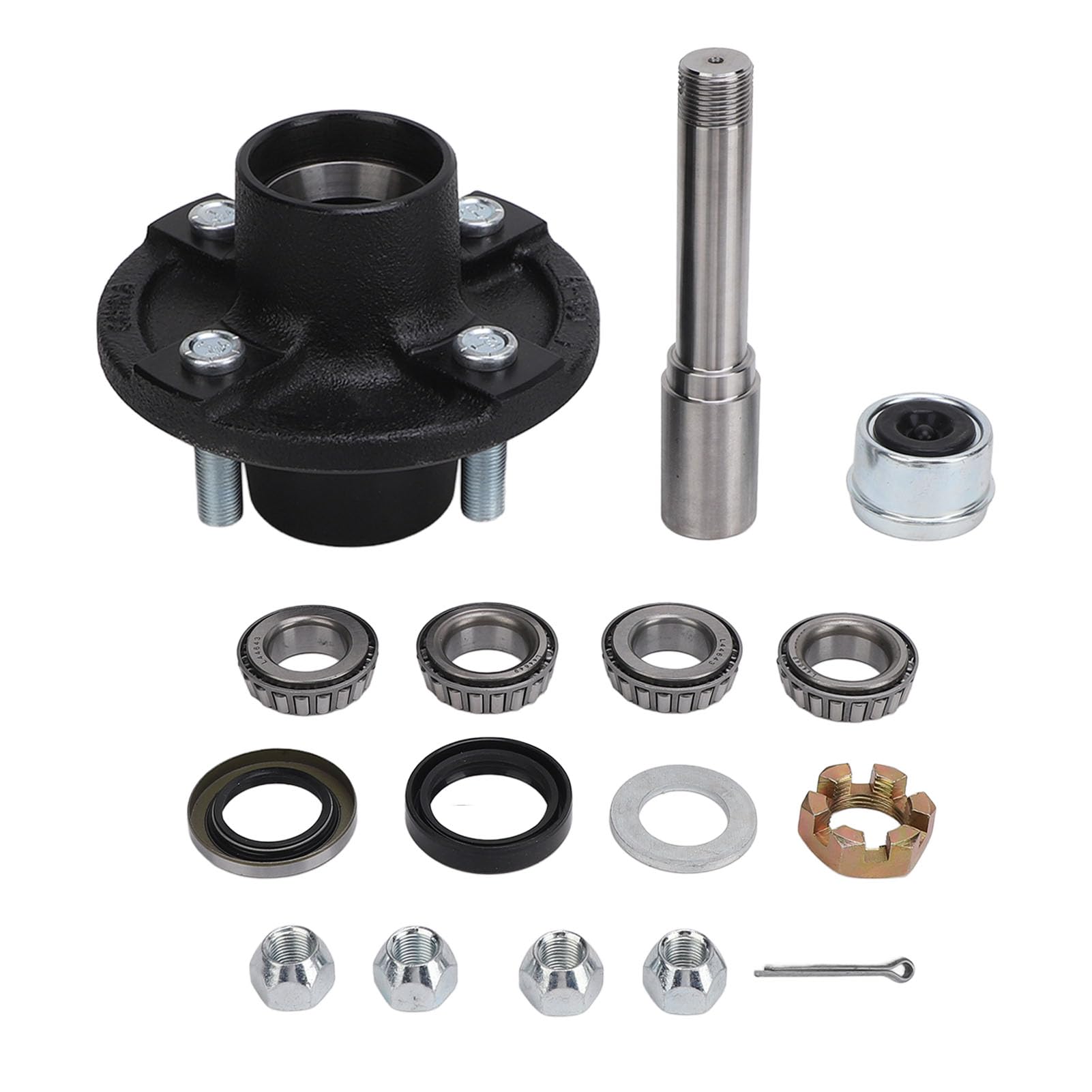 Achsspindel-Kit, 2000 Lbs Anhängerachsen-Kit, Verbesserte Sicherheit, Hohe Tragfähigkeit, 4 auf 4-Zoll-Schrauben-Leerlaufnabe, Runde Bt8-Spindel für Frachtboot-Anhängerspindel Achsspindel-Kit, 2000 Lbs Anhängerachsen-Kit, Verbesserte Sicherheit, Hohe Tragfähigkeit, 4 auf 4-Zoll-Schrauben-Leerlaufnabe, Runde Bt8-Spindel für Frachtboot-Anhängerspindel von aqxreight