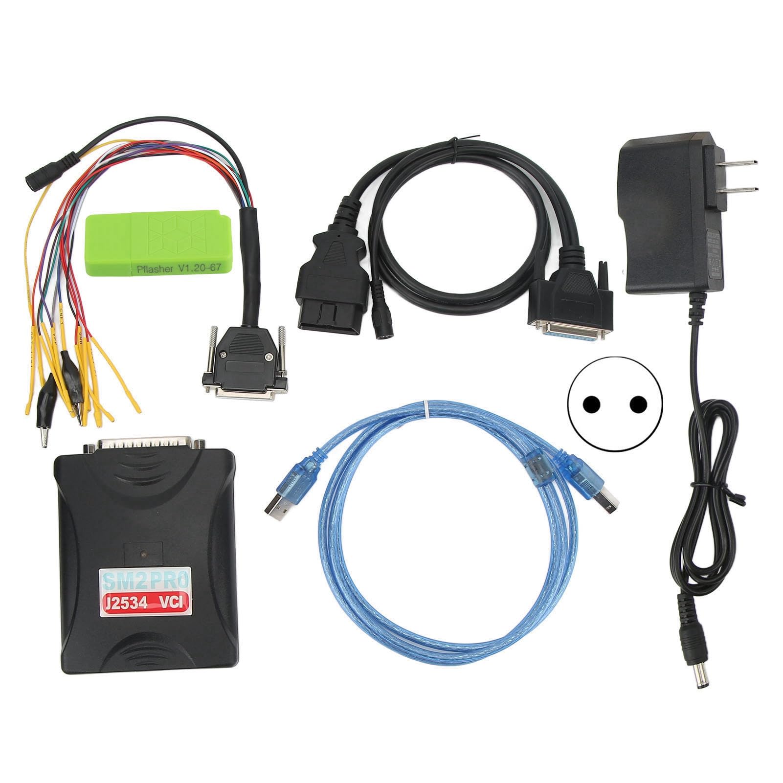 Aqxreight ECU-Prog für Rammiergerät, Ersatz für SM2 Pro J2534 VCI ECU-Prog für Rammierer 67 in 1 Lese-/Schreib-ECU-Tool, Unterstützt Prüfsumme 100–240 V (EU-Stecker 100-240 V) von aqxreight