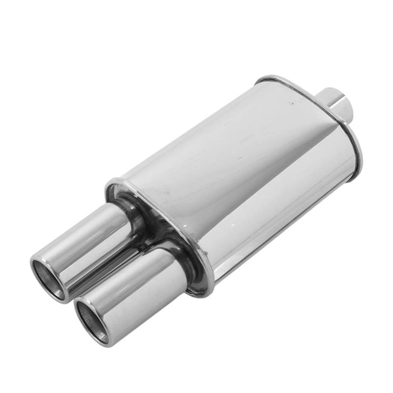 Auspuffrohr, Auto-Auspuffrohr 63 Mm / 2,5 Zoll Einlass, Doppelter Auslass, Edelstahl, Poliert, Universelle Modifikation von aqxreight