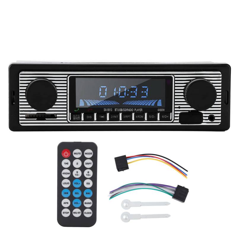 Auto-Stereo-Player, Auto-Bluetooth-Radio, Klassischer Auto-Stereo-MP3-Musik-Player mit USB-SD-AUX-FM-InDash-Head-Unit (12V) von aqxreight