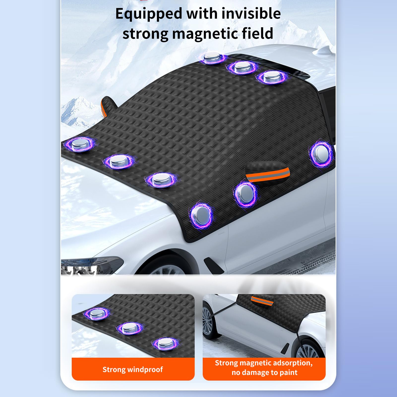 Autosscheibe Deckung Windschutzscheibe Magnetische Schneedecke Windschutzscheibe Abdeckung Regen Schnee Frost Sonnenschutzschutz mit Magnetreflexionsstreifen Design Autosscheibe Deckung Windschutzscheibe Magnetische Schneedecke Windschutzscheibe Abdeckung Regen Schnee Frost Sonnenschutzschutz mit Magnetreflexionsstreifen Design von aqxreight