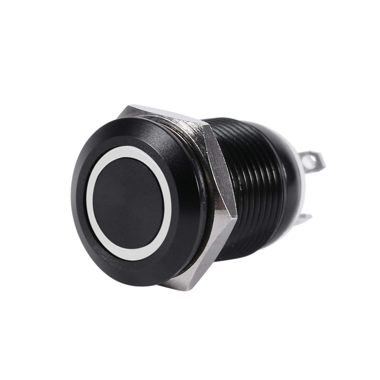 Druckknopfschalter, Auto 12mm LED-Licht Momentan Druckknopf Power Latching Schalter Schwarz 2A(Weiß) von aqxreight