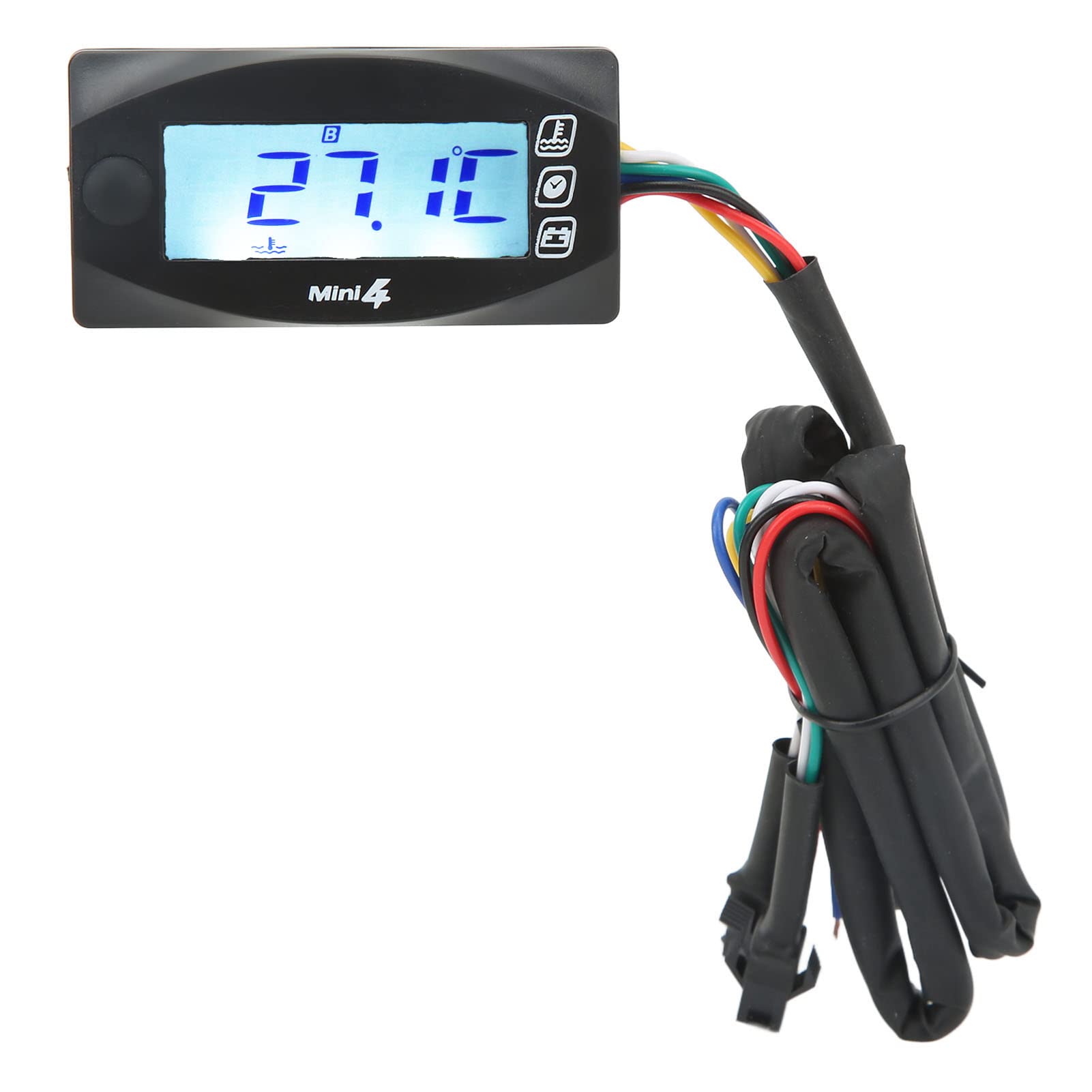 Motorrad-Thermometer, 4 in 1 Wasser-Öl-Temperatur-Zeit-Spannungsanzeige LCD-Digitalanzeige DC12V Universal für Motorrad (M14*1,5) von aqxreight