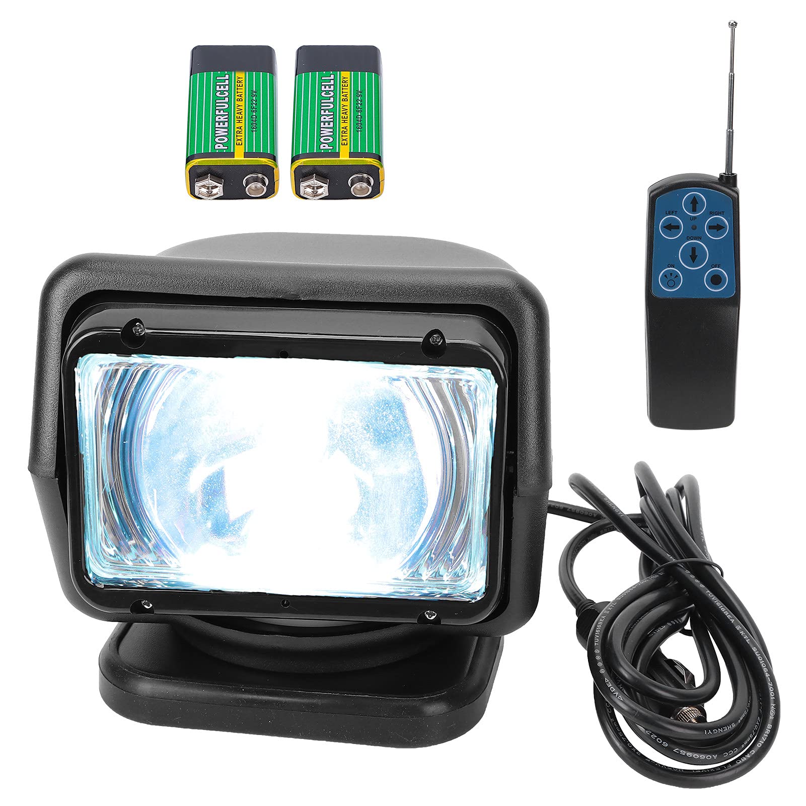 Suchscheinwerfer für Boote, 12/24V 55W Scheinwerfer HID Fernbedienung Suchscheinwerfer Einstellbarer Winkel Wasserdicht für Outdoor Marine(Schwarz) von aqxreight