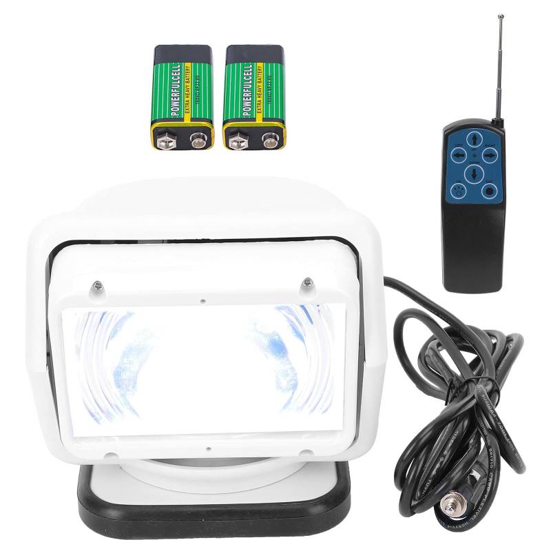 Suchscheinwerfer für Boote, 12/24V 55W Scheinwerfer Fernbedienung Suchscheinwerfer Einstellbarer Winkel Wasserdicht für Outdoor Marine(Weiß) von aqxreight