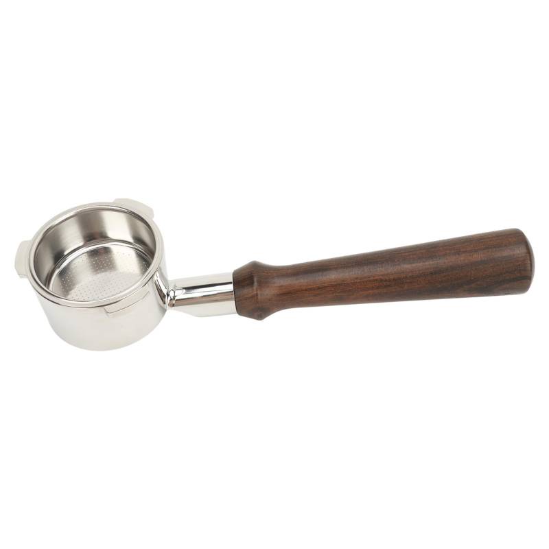 aqxreight 51 Mm Bodenloser Portafilter mit Holzgriff Edelstahl Schwarzes Rosenholz für Donlim Kaffeemaschine Verbesserte Kaffeeextraktion und View von aqxreight